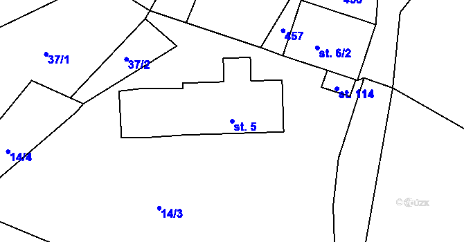 Parcela st. 5 v KÚ Častolovice u České Lípy, Katastrální mapa