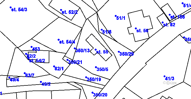 Parcela st. 55 v KÚ Častolovice u České Lípy, Katastrální mapa