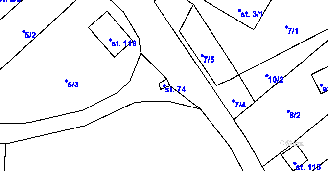 Parcela st. 74 v KÚ Častolovice u České Lípy, Katastrální mapa