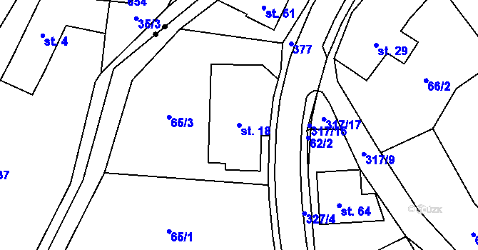 Parcela st. 18 v KÚ Česká Metuje, Katastrální mapa