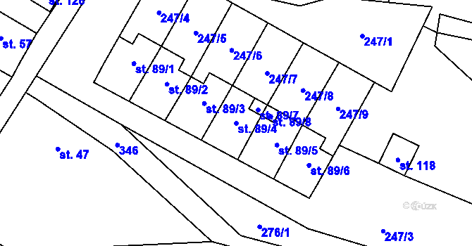 Parcela st. 89/4 v KÚ Česká Metuje, Katastrální mapa