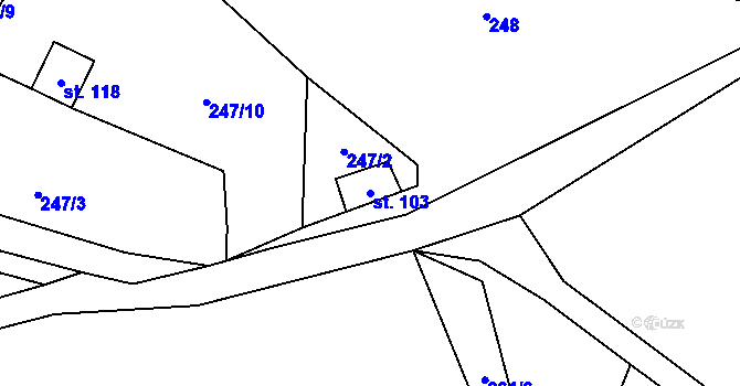 Parcela st. 103 v KÚ Česká Metuje, Katastrální mapa