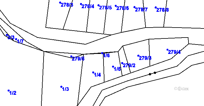 Parcela st. 1/6 v KÚ Česká Metuje, Katastrální mapa