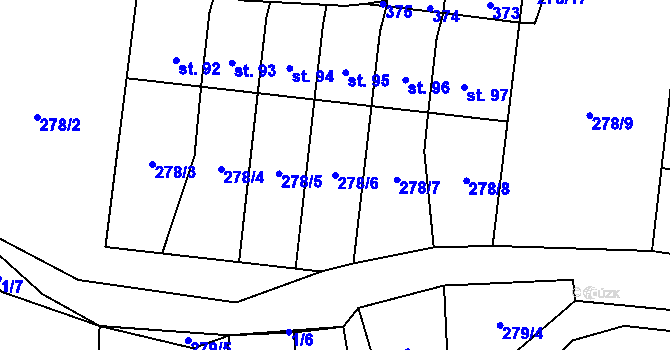 Parcela st. 278/6 v KÚ Česká Metuje, Katastrální mapa