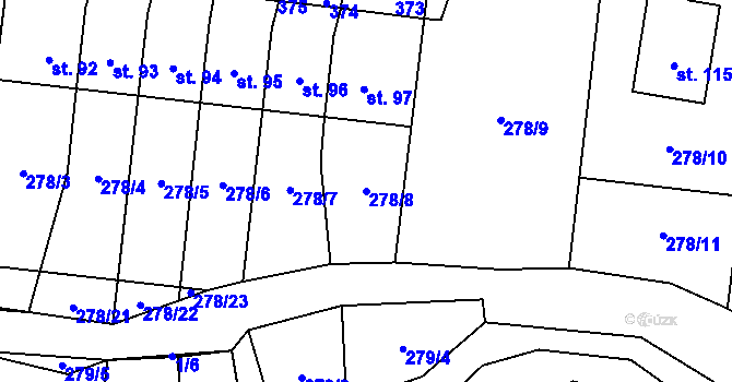 Parcela st. 278/8 v KÚ Česká Metuje, Katastrální mapa