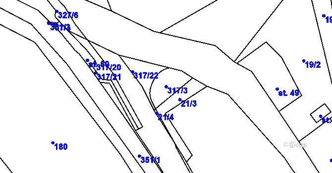 Parcela st. 317/3 v KÚ Česká Metuje, Katastrální mapa