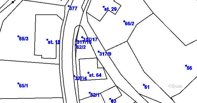 Parcela st. 317/9 v KÚ Česká Metuje, Katastrální mapa