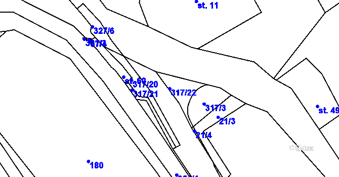 Parcela st. 317/22 v KÚ Česká Metuje, Katastrální mapa