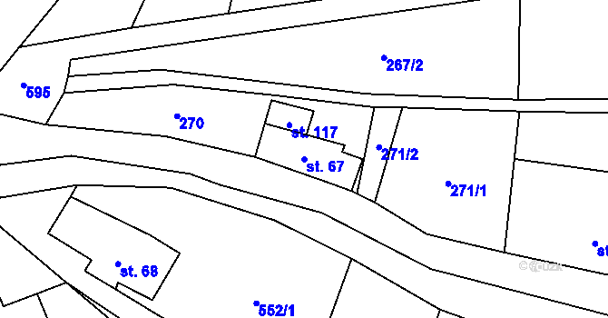 Parcela st. 67 v KÚ Metujka, Katastrální mapa