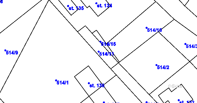 Parcela st. 514/11 v KÚ Metujka, Katastrální mapa