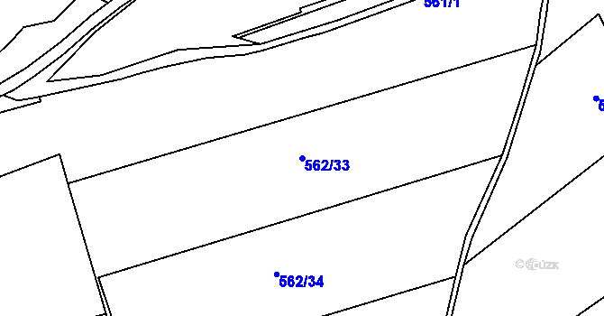 Parcela st. 562/33 v KÚ Metujka, Katastrální mapa
