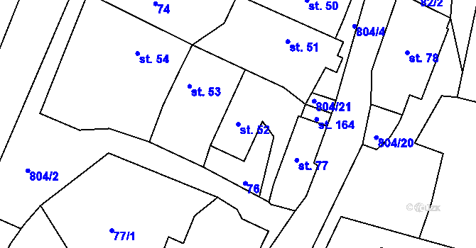Parcela st. 52 v KÚ Česká Olešná, Katastrální mapa