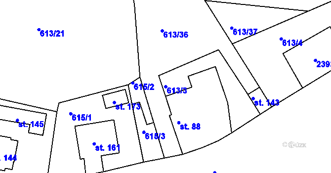 Parcela st. 613/3 v KÚ Česká Olešná, Katastrální mapa