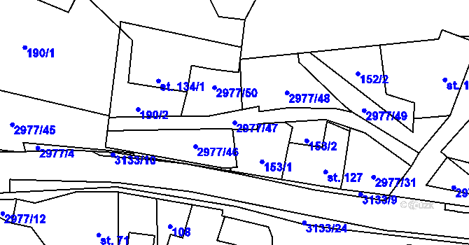 Parcela st. 2977/47 v KÚ Česká Rybná, Katastrální mapa