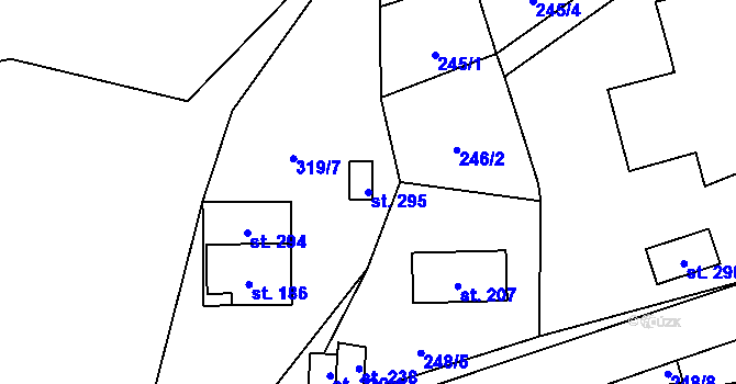 Parcela st. 295 v KÚ Česká Rybná, Katastrální mapa