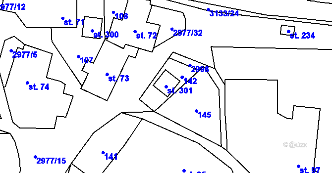 Parcela st. 301 v KÚ Česká Rybná, Katastrální mapa