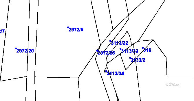 Parcela st. 2972/26 v KÚ Česká Rybná, Katastrální mapa