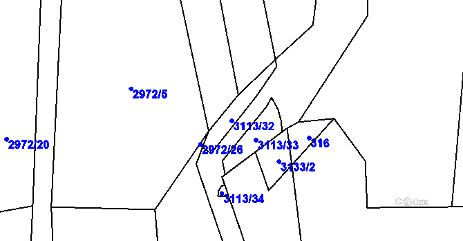 Parcela st. 3113/32 v KÚ Česká Rybná, Katastrální mapa