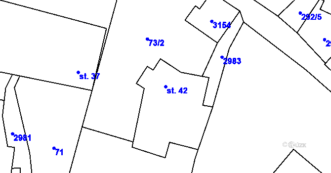 Parcela st. 42 v KÚ Česká Rybná, Katastrální mapa
