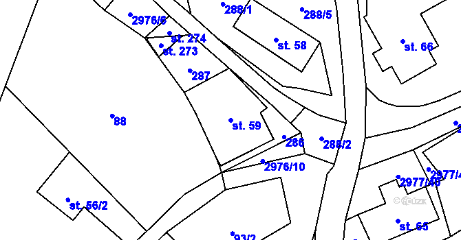 Parcela st. 59 v KÚ Česká Rybná, Katastrální mapa