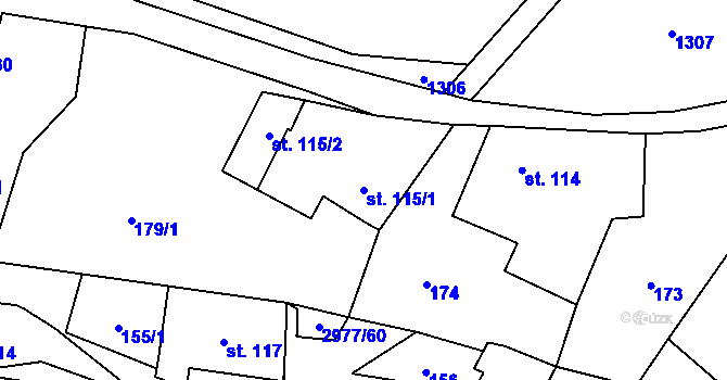 Parcela st. 115/1 v KÚ Česká Rybná, Katastrální mapa