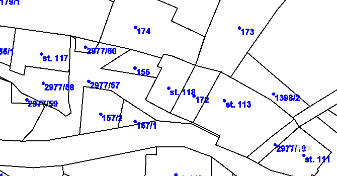 Parcela st. 118 v KÚ Česká Rybná, Katastrální mapa