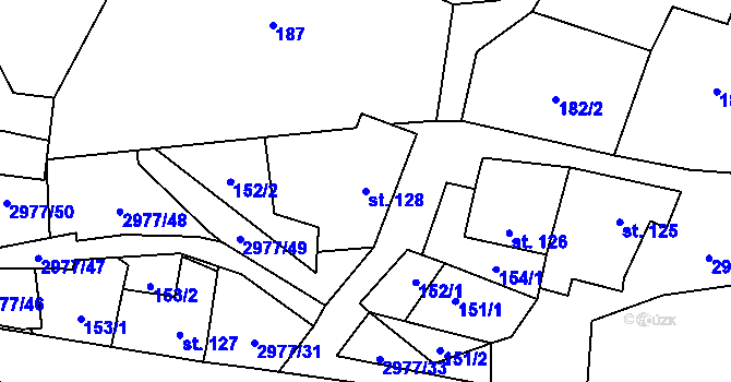 Parcela st. 128 v KÚ Česká Rybná, Katastrální mapa