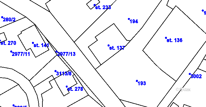 Parcela st. 137 v KÚ Česká Rybná, Katastrální mapa