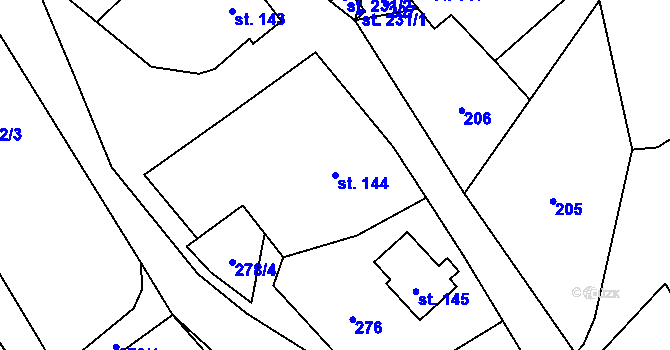 Parcela st. 144 v KÚ Česká Rybná, Katastrální mapa