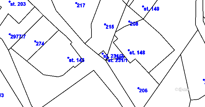 Parcela st. 231/2 v KÚ Česká Rybná, Katastrální mapa