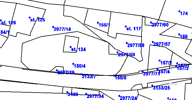 Parcela st. 150/3 v KÚ Česká Rybná, Katastrální mapa
