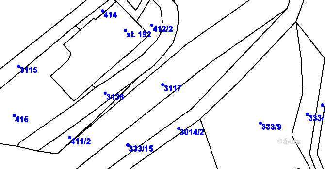 Parcela st. 3117 v KÚ Česká Rybná, Katastrální mapa