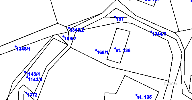 Parcela st. 168/1 v KÚ Česká Rybná u Žamberka, Katastrální mapa