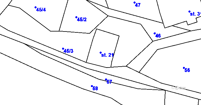 Parcela st. 21 v KÚ Česká Rybná u Žamberka, Katastrální mapa