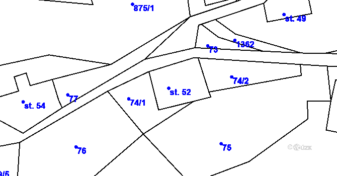 Parcela st. 52 v KÚ Česká Rybná u Žamberka, Katastrální mapa