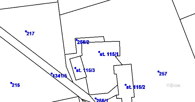 Parcela st. 115 v KÚ Česká Rybná u Žamberka, Katastrální mapa