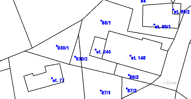Parcela st. 245 v KÚ Česká Rybná u Žamberka, Katastrální mapa