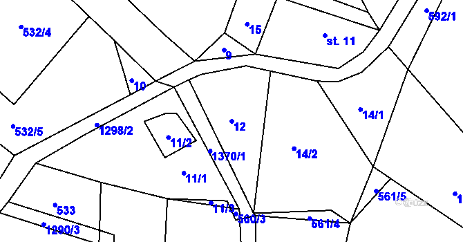 Parcela st. 12 v KÚ Česká Rybná u Žamberka, Katastrální mapa