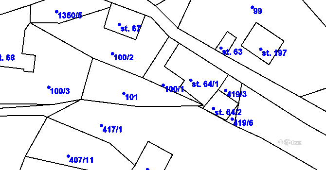 Parcela st. 100/1 v KÚ Česká Rybná u Žamberka, Katastrální mapa