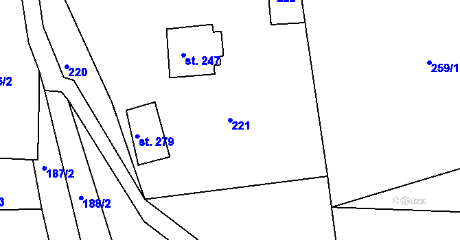 Parcela st. 221 v KÚ Česká Rybná u Žamberka, Katastrální mapa
