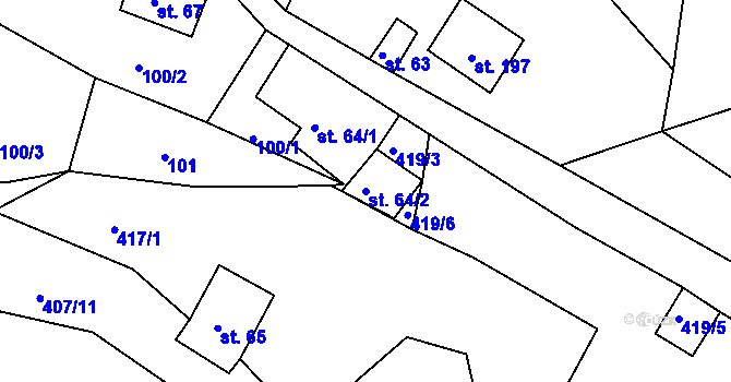 Parcela st. 64/2 v KÚ Česká Rybná u Žamberka, Katastrální mapa