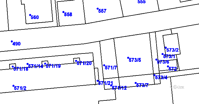 Parcela st. 571/13 v KÚ Česká Skalice, Katastrální mapa