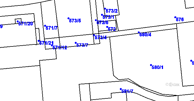 Parcela st. 573/8 v KÚ Česká Skalice, Katastrální mapa