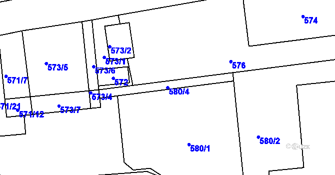 Parcela st. 580/4 v KÚ Česká Skalice, Katastrální mapa