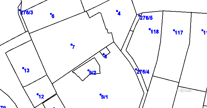 Parcela st. 8 v KÚ Česká Skalice, Katastrální mapa