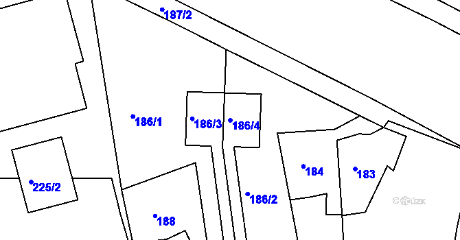 Parcela st. 186/4 v KÚ Česká Skalice, Katastrální mapa
