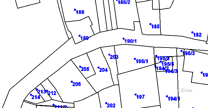 Parcela st. 203 v KÚ Česká Skalice, Katastrální mapa