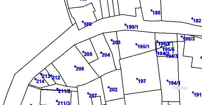 Parcela st. 204 v KÚ Česká Skalice, Katastrální mapa