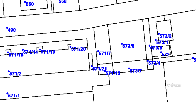 Parcela st. 571/7 v KÚ Česká Skalice, Katastrální mapa