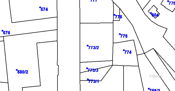 Parcela st. 773/2 v KÚ Česká Skalice, Katastrální mapa